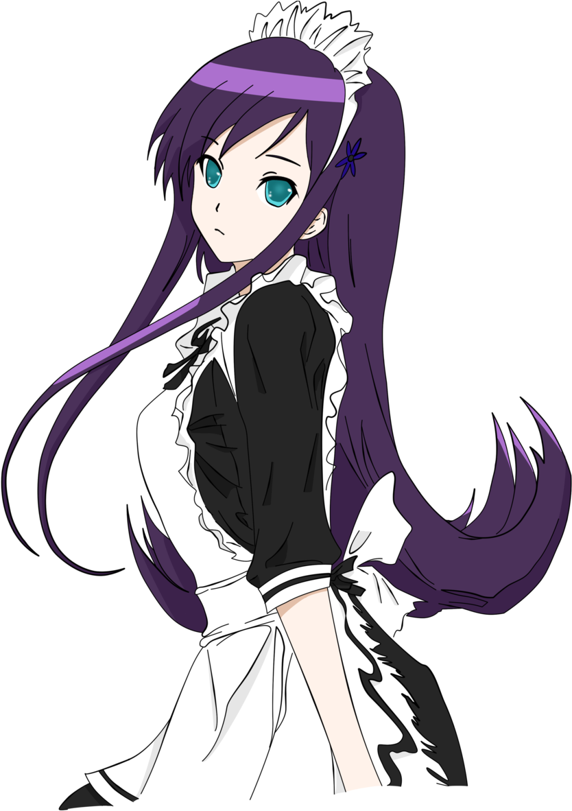 Anime Maid Girl By Tununias Anime Maid Girl By Tununias - Purple Hair Maid Anime (900x1200)