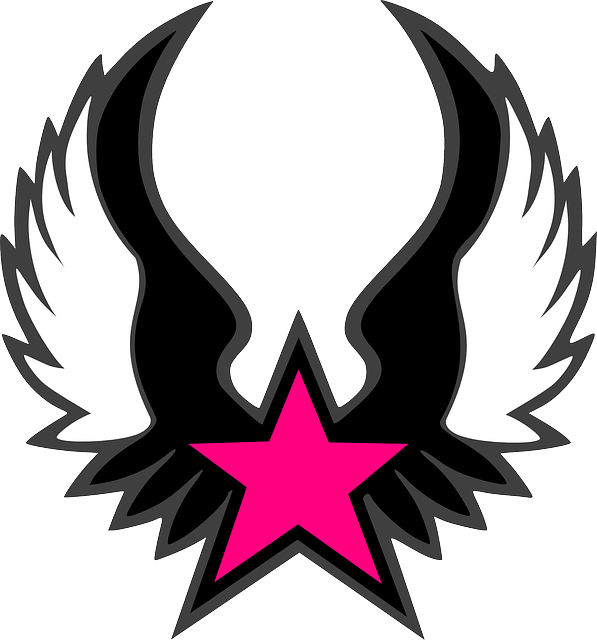 Wings Star, Pink, Wings - Wing Shield Logo Png (597x640)