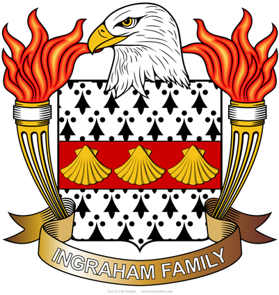 American Eagle Family Crests I J K Names - Coat Of Arms (400x439)