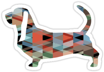 Basset Hound Colorful Geometric Pattern Silhouette - Sibirischer Schlittenhund-schwarz-geometrische Grußkarte (375x360)
