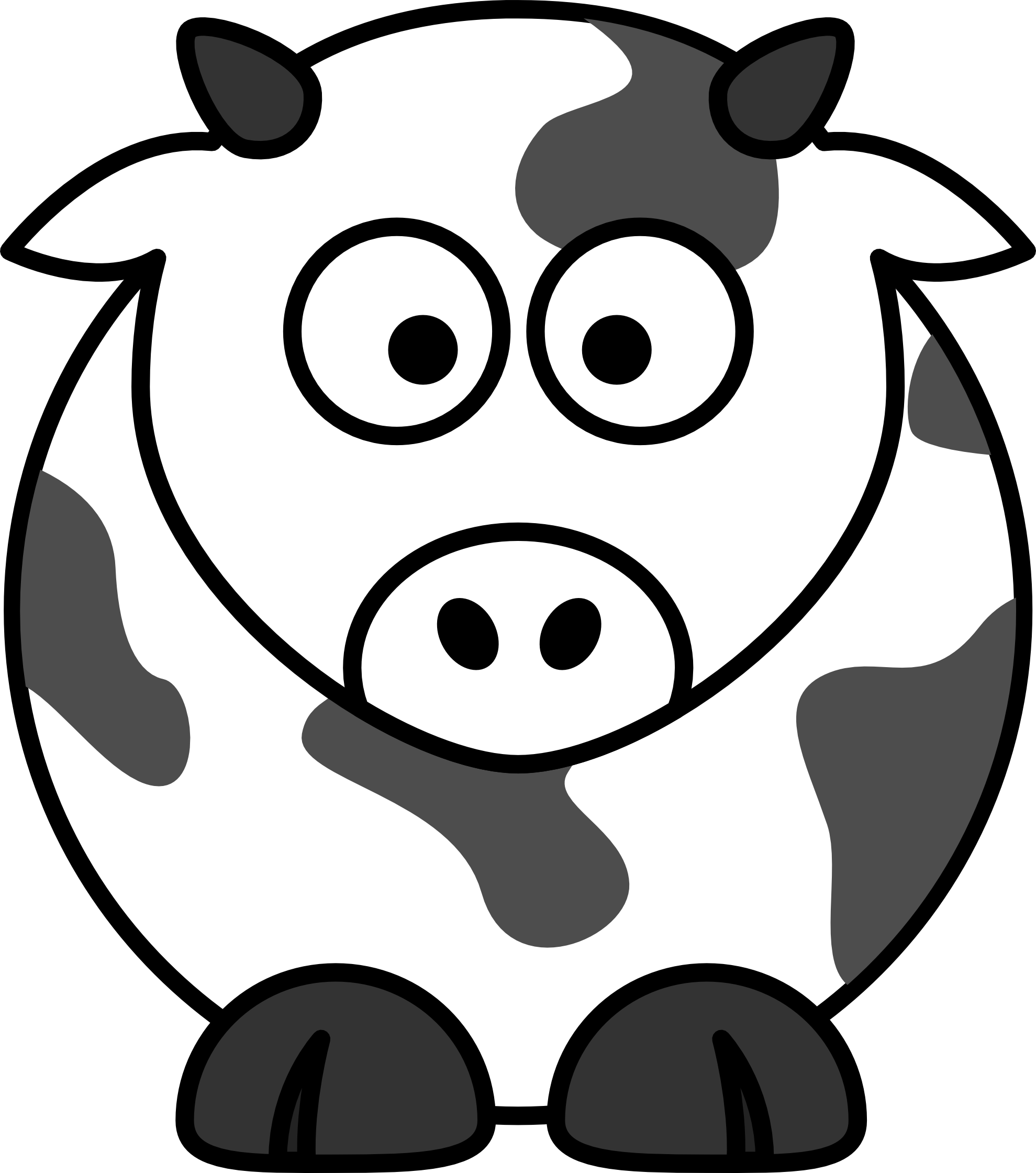 Net Clip Art Cow Black White Line Super Duper Svg - Draw Cartoon Cow (1979x2240)