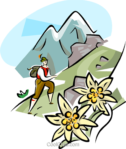 Hiking In The Alps Royalty Free Vector Clip Art Illustration - Alps Clip Art (407x480)