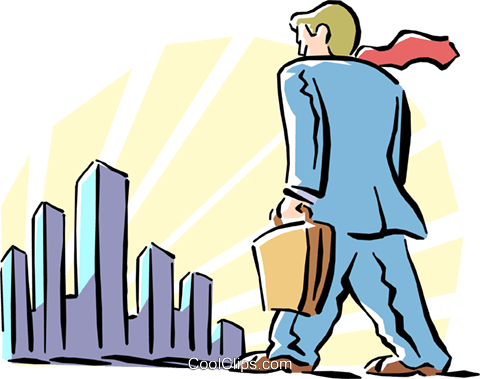 Man Walking To Work Royalty Free Vector Clip Art Illustration - Ambitions Clipart (480x379)