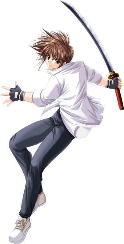 Anime Girl Sword Fight Blood - Anime Boy With Sword (411x799)