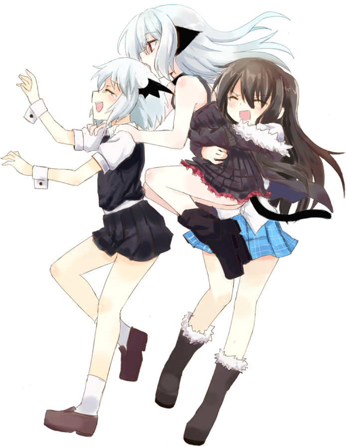 Girl X 3 By Unnameneko - Cartoon (764x923)