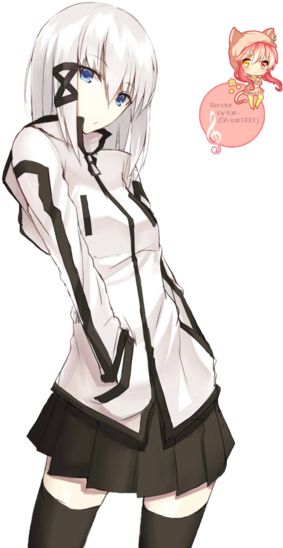 [anime Render] Zinnia Silane By Kari10001 - White Haired Anime Girl Teen (400x565)