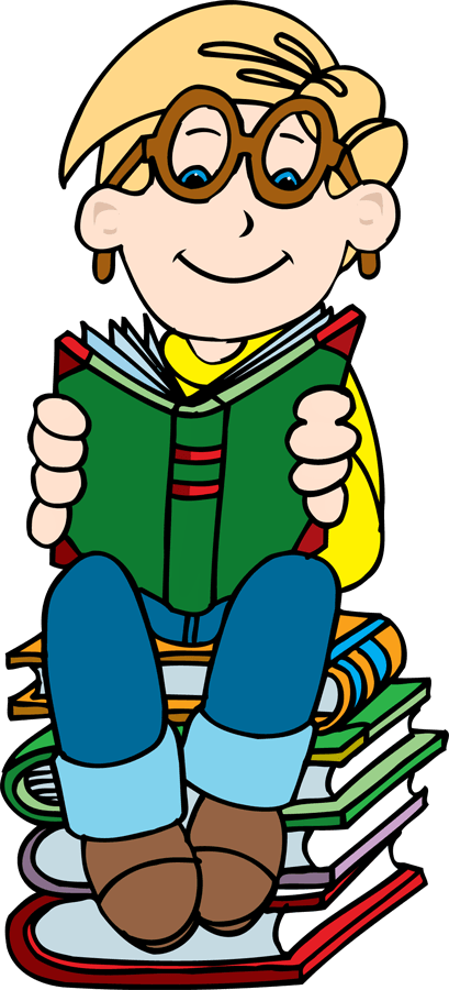 Girl Reading Clipart - Clipart Boy With Books (409x900)