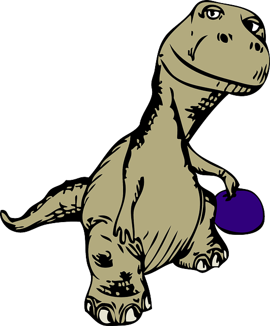 Animals, Beige, Blue, Cartoon, Dinosaurs, Dino - Cartoon Tyrannosaurus Dinosaur With Hat And Rope (blank (531x640)