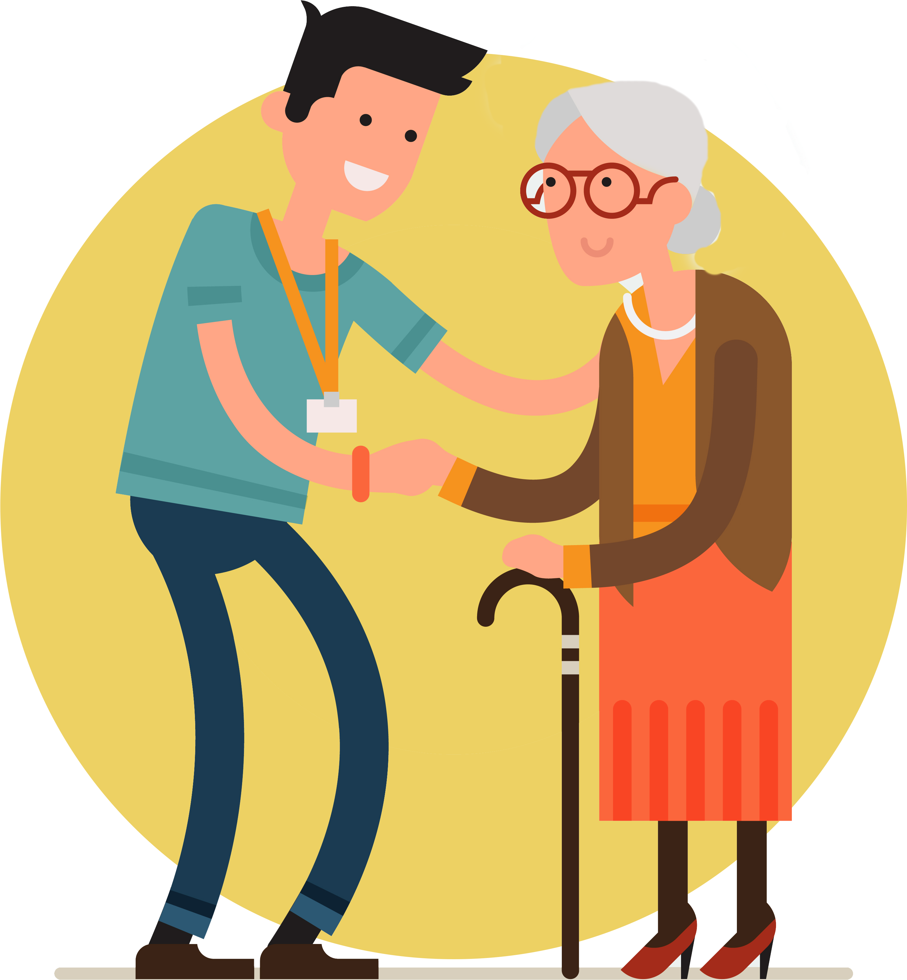 Home Care Workers - Volunteer Elderly Cartoon.