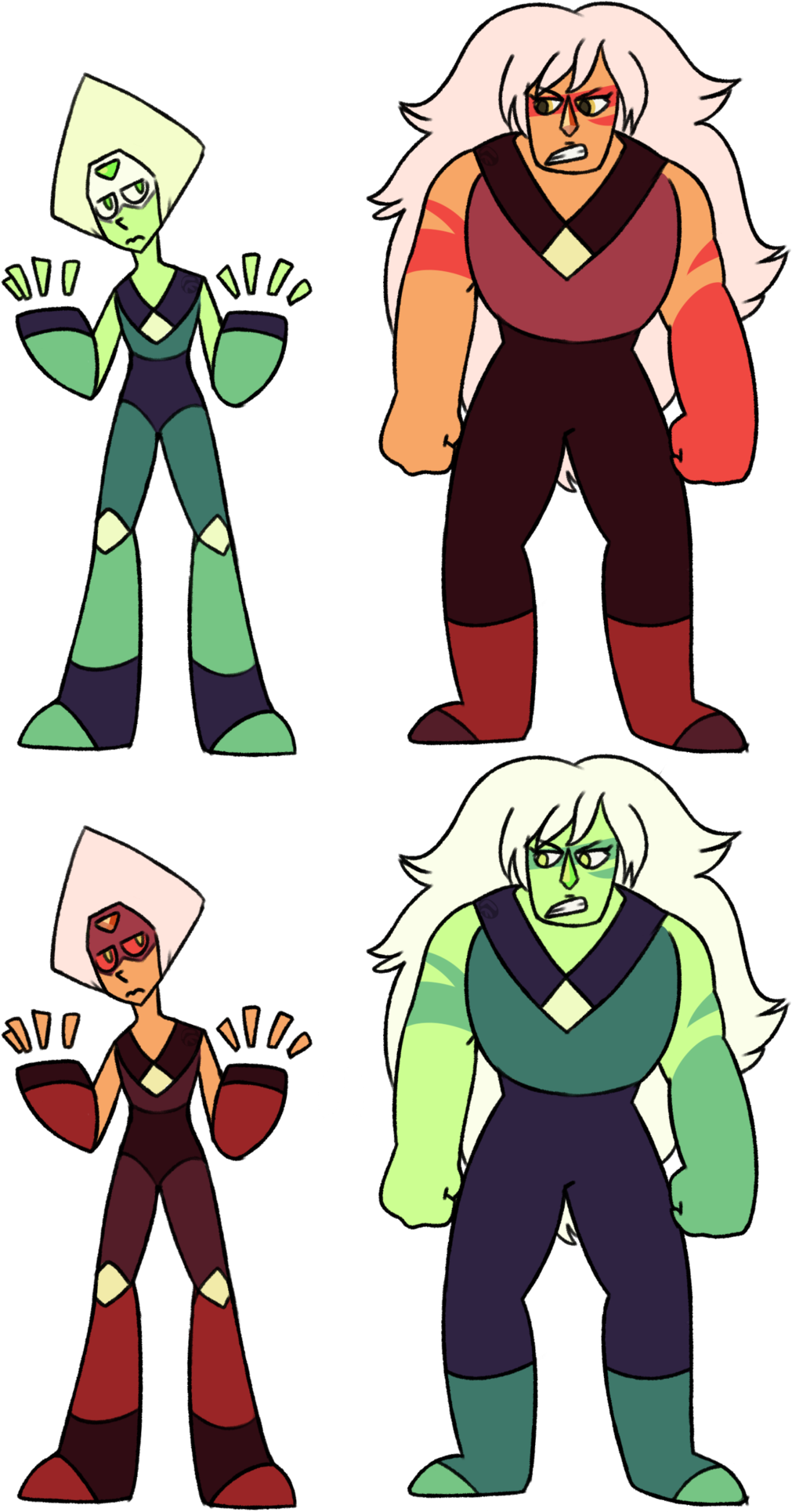 Jasper Colorswap By Clockworkwillow - Steven Universe Peridot Jasper Fusion (1024x1945)