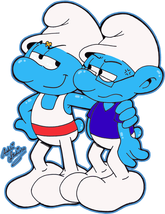 Smurfette And Clumsy Kiss - Smurfs Anton X Shawn (600x745)