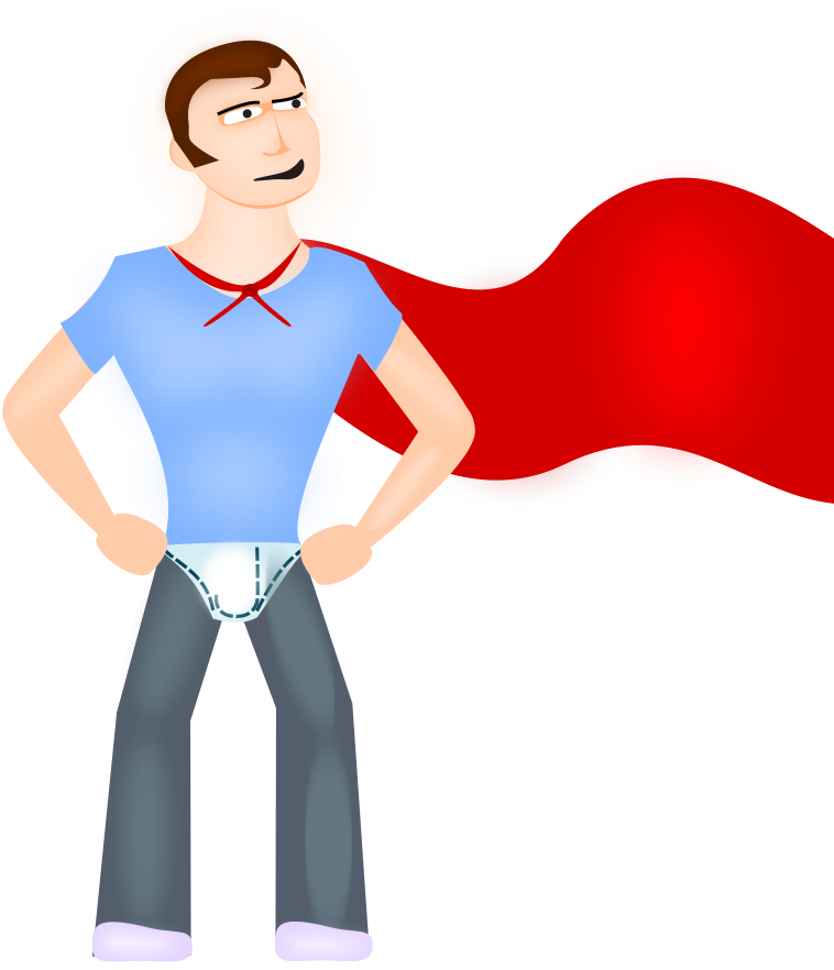 Super Dude Large 900pixel Clipart, Super Dude Design - Cueca Por Cima Da Calça (763x900)