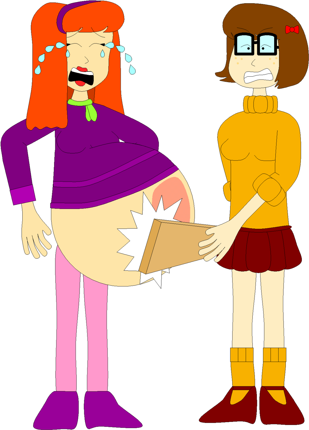 Velma Spanks Daphne's Belly By Angry-signs - Child - (1024x1378) Png  Clipart Download