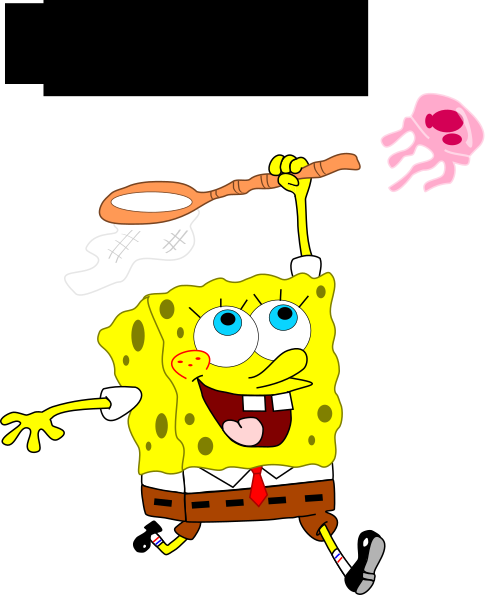 Spongebob Using Net With Jellyfish Clip Art At Clker - Clip Art (486x595)