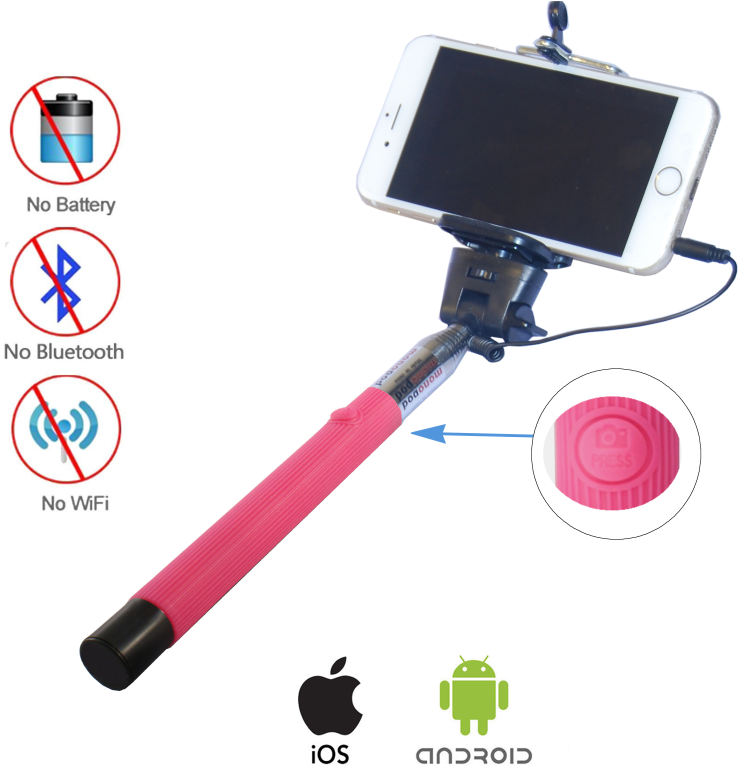 Universal Extendable Selfie Dynasun Z07c Wired Stick - Looq Super Selfie Stick For Iphone 6/6 Plus (800x800)