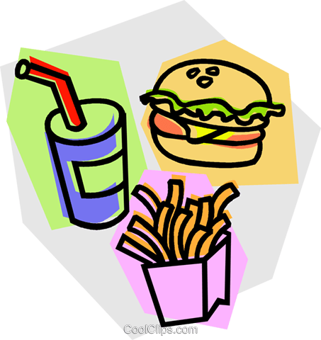 Hamburger, French Fries, Drink Royalty Free Vector - Tying (453x480)