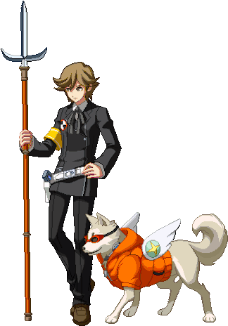 Ken Petting Koromaru - Persona 4 Arena Ken (500x500)