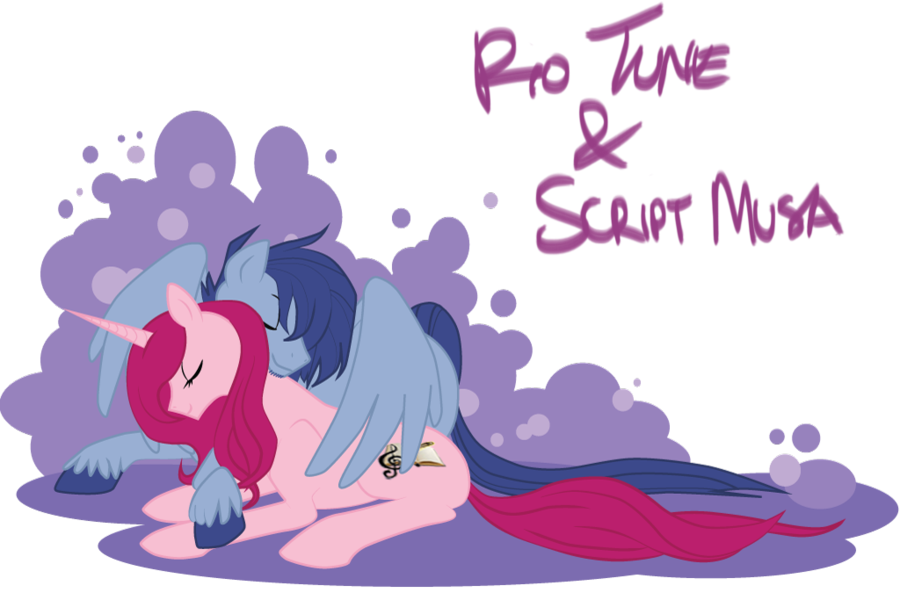 Mlp Oc's Script And Rio Cuddling By Vampheart410 - Cuddling Mlp Base (900x593)