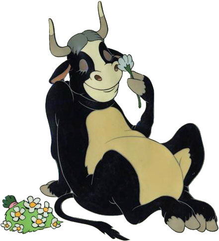 Bull Clipart Ferdinand - Ferdinand The Bull Smelling Flowers (456x510)