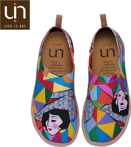 Bemalte Canvas Rainbow Girl - Slip-on Shoe (444x500)