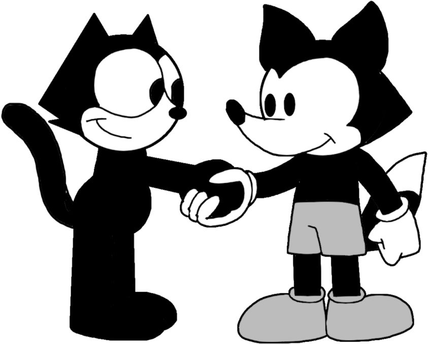 Felix And Foxy Shaking Hands By Marcospower1996 - Felix The Cat Shake Hand (894x894)