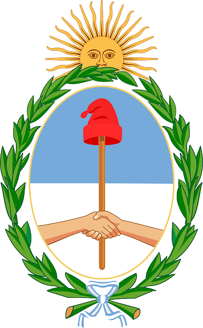 Stick, Sun, Argentina, Hat, Hands, Coat, Arms, Shaking - Argentina Coat Of Arms (396x640)