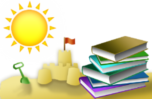 Summer Reading Clip Art Of Books With Sand Castle, - Summer Reading Clip Art (500x325)
