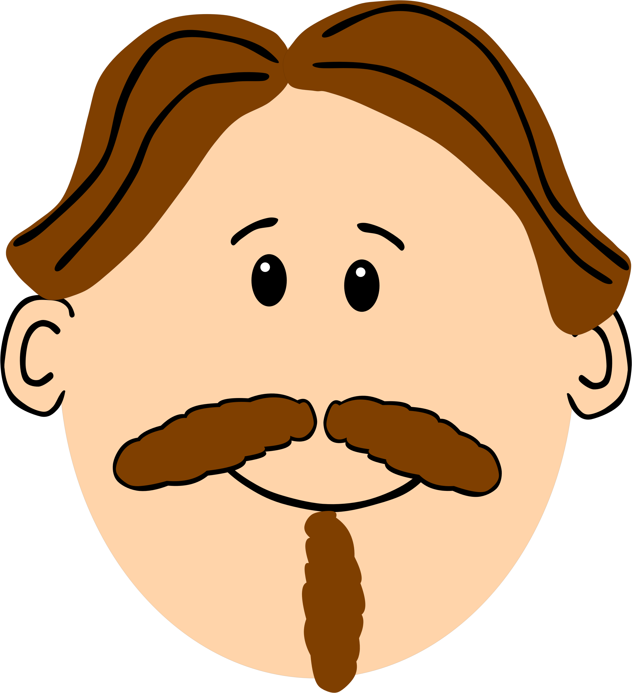 With Brown Hair Mustache And Goatee - Cartoon Man With Moustache (2145x2352)