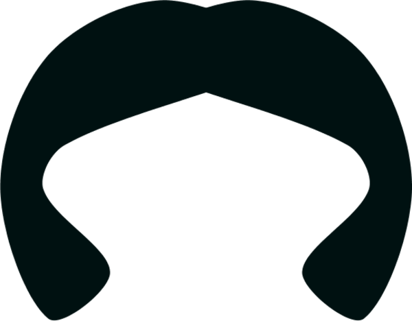 Brown - Hair - Wig - Clipart - Girl Hair Clip Art Black And White (600x468)