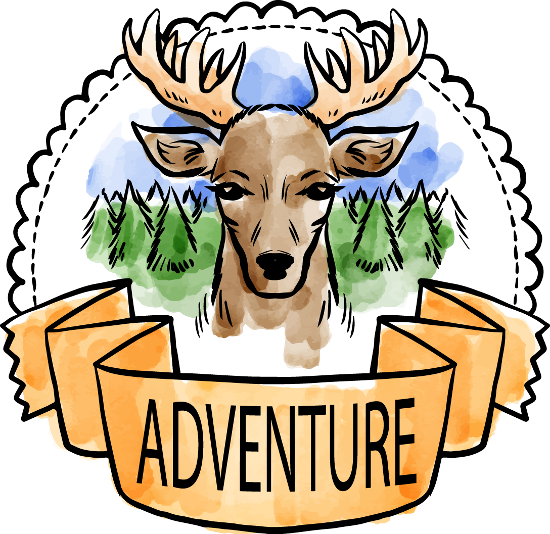 Red Deer Watercolor Painting Forest Clip Art - Art Print: Allen's Adventure Is Out There 1, 13x13in. (1088x1057)