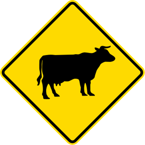 Beware Of Cows On The Road - Cattle Crossing Sign (508x507)