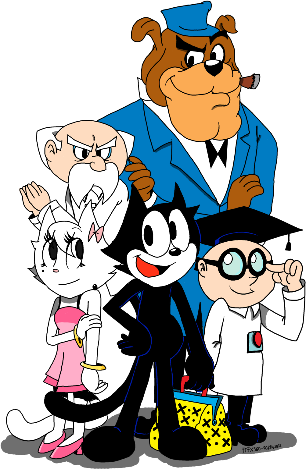 Felix The Cat Kitty Kat Poindexter Professor Rock Bottom - Kitty Kat From Felix (1280x1707)