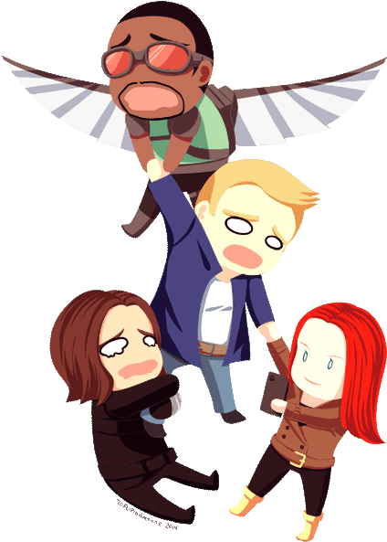Avengers Chibi Tumblr For Kids - Captain America And Falcon And Bucky (500x663)