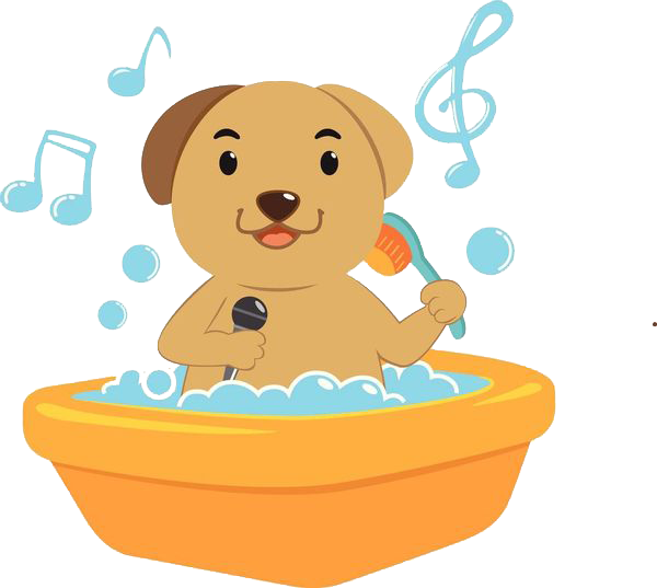 Dog Puppy Bathing Cartoon - Dog Take Bath Cartoon (600x537)