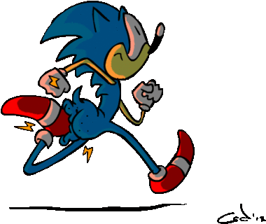 Dumb Running Sonic - Sonic Gay Gif (500x364)
