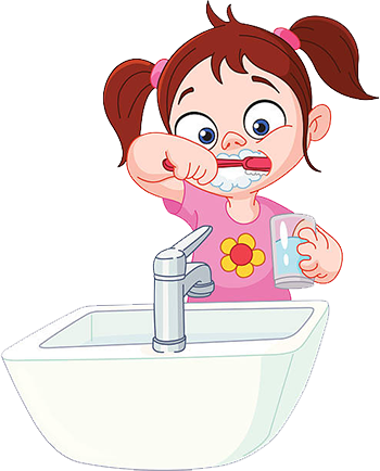 Chocolate Land Story Girl Brushing Teeth - Girl Brush Teeth Clipart (350x434)