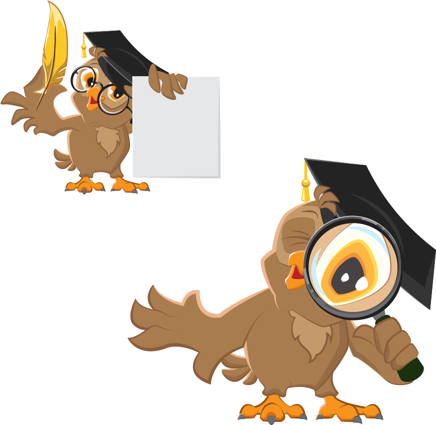 Owl Diploma Illustration - Owl With Magnifying Glass Clip Art (945x945)