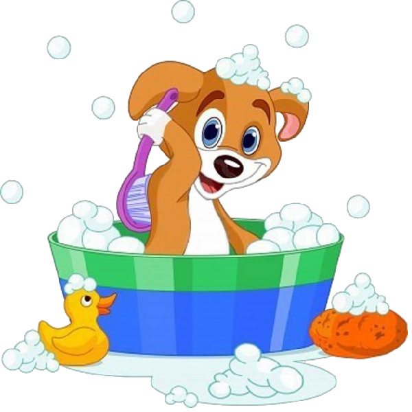 Cartoon Dog Having A Bath - Cartoon Dog In Bath (600x600)