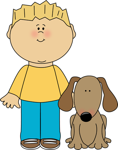 Clipart Kids Bathing A Dog Collection - Boy And His Dog Clipart (394x500)