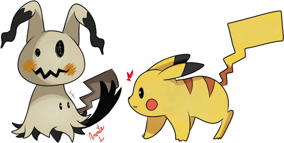 Pikachu Meets Mimikyu By Sugarlemondrops Pikachu Meets - Cartoon (1024x1024)
