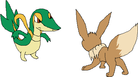 Eevee Vs Snivy By Greenfeline777 - Snivy X Eevee (473x296)