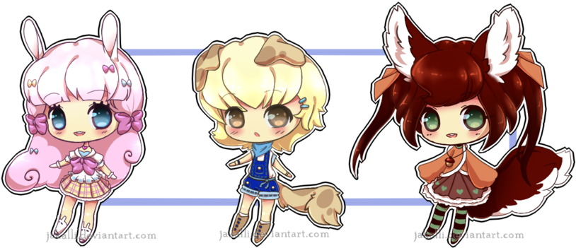 Mini Kemonomimis [closed] By Jakalli - Cartoon (900x653)
