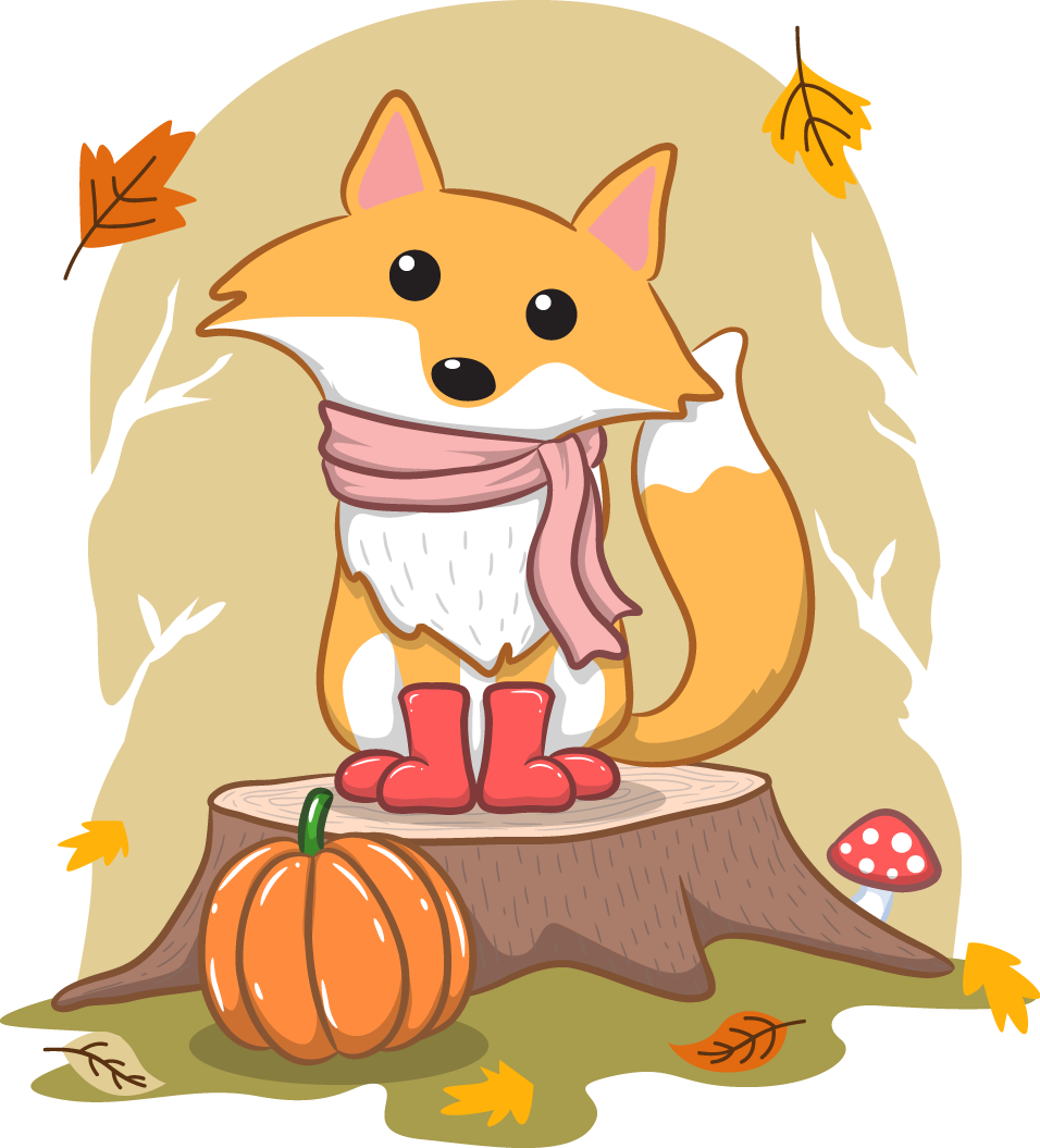 16，可使用adobe - Vector Illustration Of A Cute Fox In Autumn Apple Ipad (956x1055)