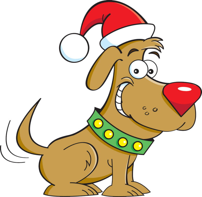 45，可使用adobe - Dog With Santa Hat Cartoon (803x785)