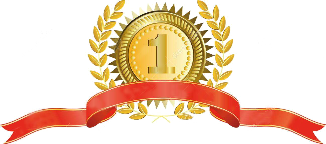 Gold Medal Ribbon Laurel Wreath - Ribbon Vector (1300x668)