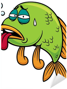 Vector Illustration Of Cartoon Fish Sick Sticker • - Sick Fish (400x400)
