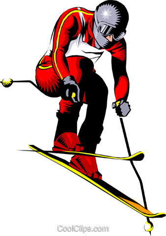 Downhill Skier Royalty Free Vector Clip Art Illustration - Skier (338x480)
