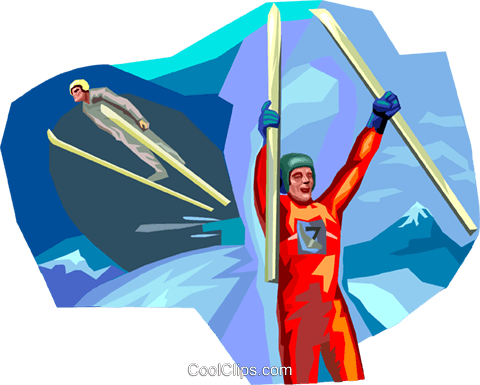 Ski Jumping Royalty Free Vector Clip Art Illustration - Illustration (480x385)