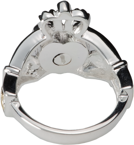 Front View Of Claddagh Cremation Ring Threaded Enclosure - Urn Ring For Ashes (500x500)