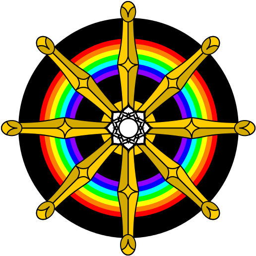 Dharmachakra Rainbow Wheel - Vesak Cards Free Download (580x580)